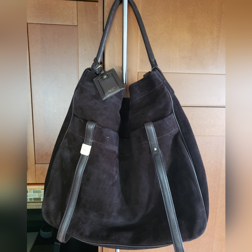 Tumi Dark Brown Suede Tote Bag